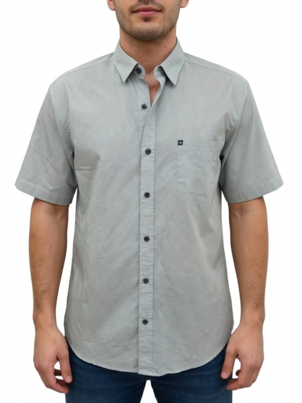 Quiksilver Men's Pale Mint Short-Sleeve Button-Up Shirt Size L
